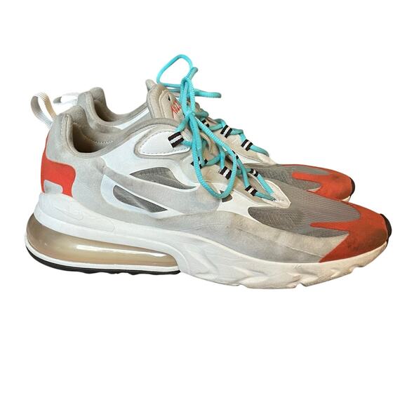 Nike Air Max 270 React "Mid-Century Art" Orange, Blue, White Mesh Sneakers EUC - Picture 1 of 13
